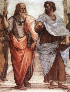 The famous painting, "The School of Athens", pictures Plato and Aristotle (right).