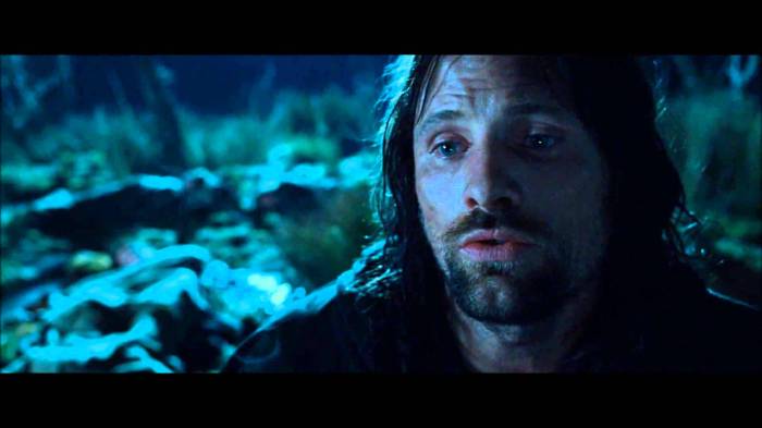 Aragorn, from 'The Lord of the Rings.'  Perhaps the only character who portrays by analogy, the figure of Christ, who has a song to sing over his people.